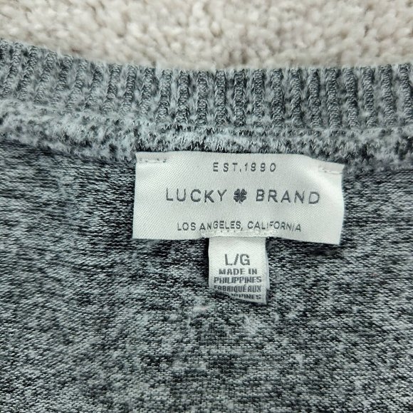 Lucky Brand Sweater Mens Large Gray V-Neck Knit Long Sleeve Pullover - Picture 3 of 8